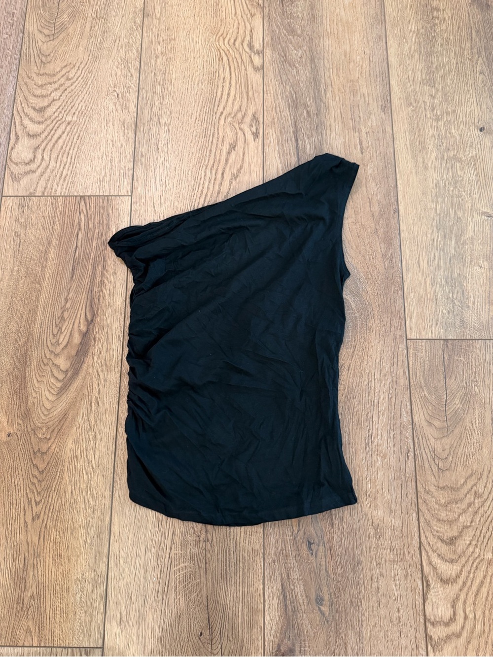 Weekday Black One-Shoulder Ruched Top